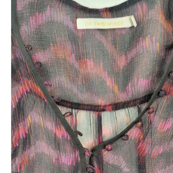 Anthropologie Of Two Minds Shirt Womens Small P 100% Silk Sheer Boho Whimsical - Picture 3 of 7